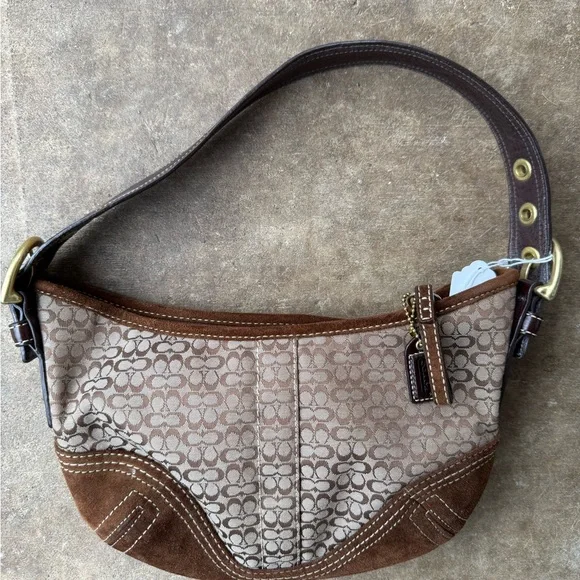 Vintage Coach Y2K 2000s Brown Leather Suede  Mini Shoulder Bag - Picture 3 of 8